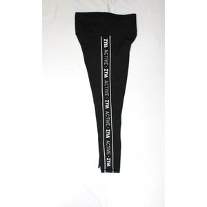 Zyia Active High Rise Light n Tight Leggings Black Logo Stripe Women's Size 4